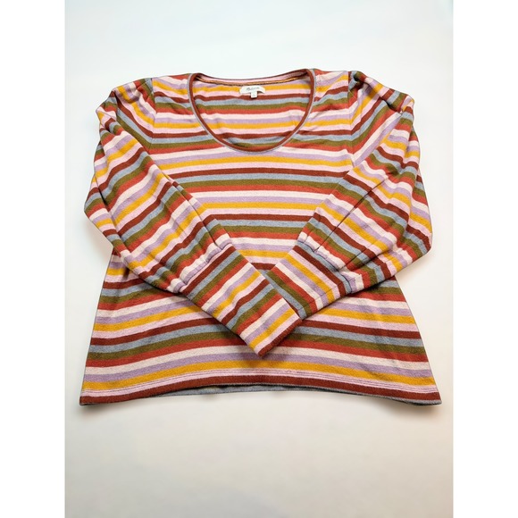 Madewell Tops - Madewell Womens Multi Color Striped Scoop Neck Puff Sleeve Knit Top Large